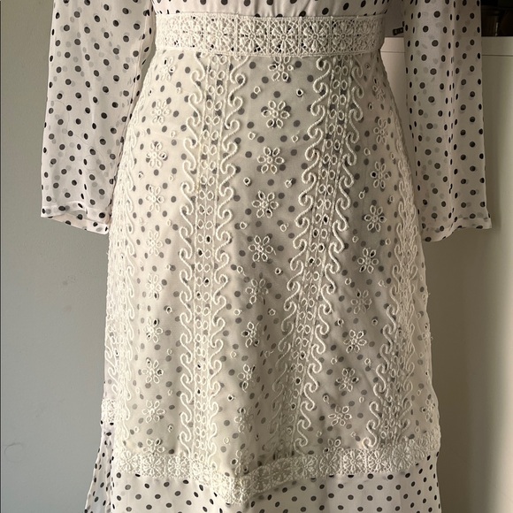 ASOS White Long Sleeve Polka Dot Dress - Picture 3 of 9